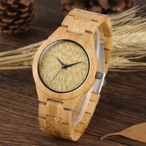 Men's Casual Watch Bamboo Analog Quartz Movement Wristwatch Bracelet Strap Gift - Picture 6 of 7