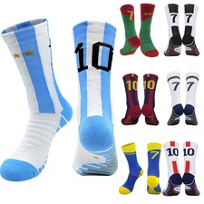 Yellow Number 10 7 Kids Soccer Socks Blue Men's Football Sports Short Socks