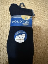 Gold Toe Boys Black Dress Socks Size L 3 Pair, Brand New With Tag