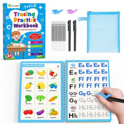 D-FantiX Magic Grooved Writing Practice for Kids Age 3-5, Reusable Blue