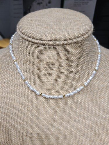 Louise Carter Freshwater Pearl Gold Plated Bead Choker 15-17"