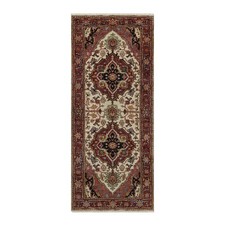 2'7"x6'1" Ivory Hand Knotted Wool Rug Antiqued Heris Re-Creation Runner 91935