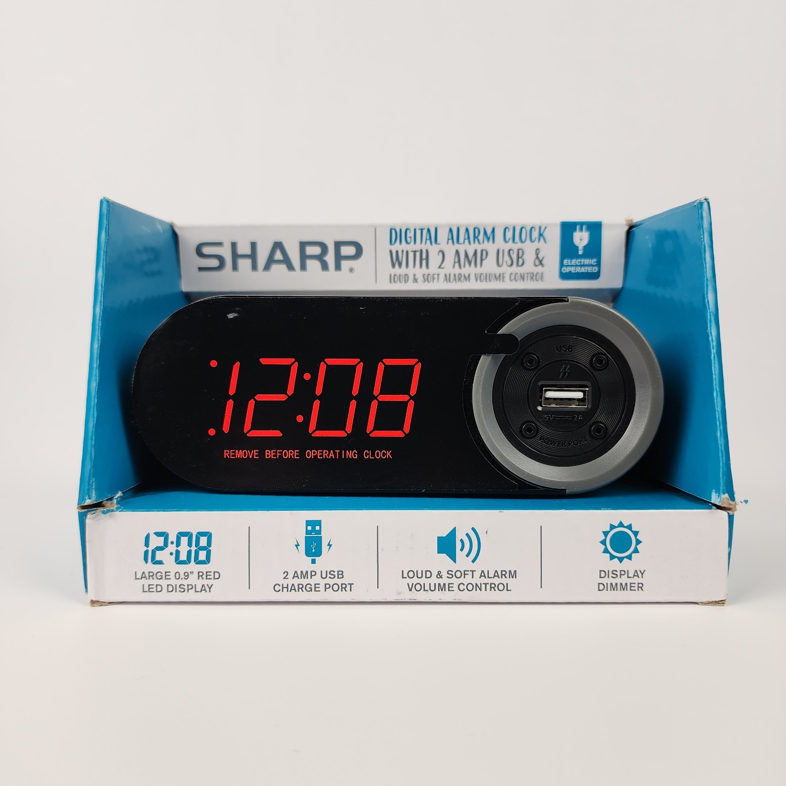 W/ 2a Usb Charger, Red Led, Dimmer, Snooze