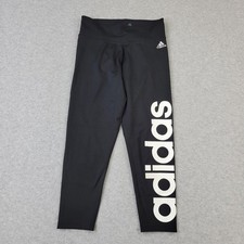 Adidas Climalite Leggings Pants Womens Small Black Logo Performance Activewear