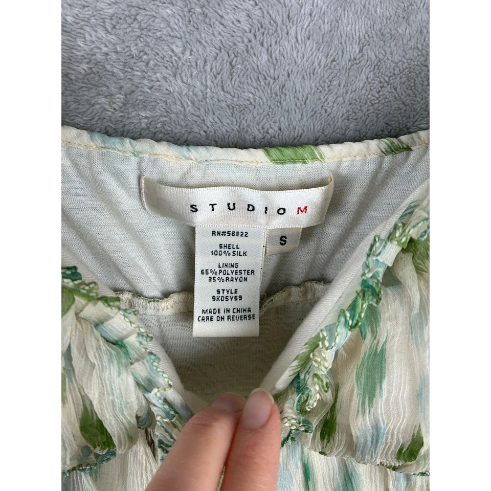 De Colección Y2K Vestido Sin Mangas Mujer S 100% Seda Verde Crema Hada Caprichoso Bebé Muñeca Foto 4 de 4