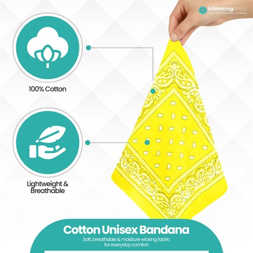 Bandana Stampa Paisley 100% Cotone Sciarpa Fascia Collo Avvolgente - Foto 96 di 284