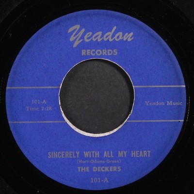 DECKERS: sincerely with all my heart / the thing YEADON 7'' Single 45 RPM