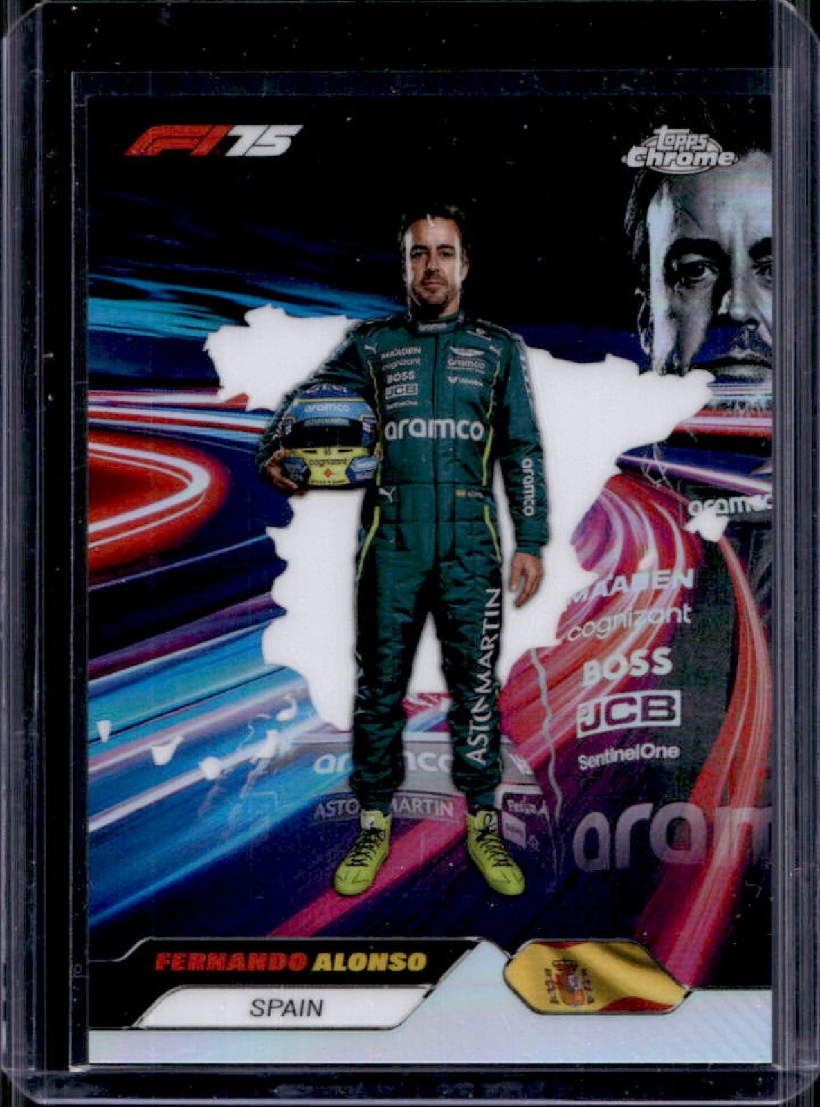 2025 Topps Chrome F1 Fernando Alonso Neon Nations #NN-5