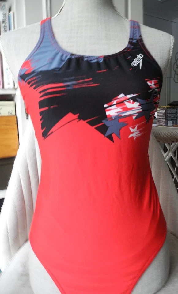 Maillot de bain 1 pièce SPEEDO Endurance 40/42 rouge noir gris blanc - Photo 2/4