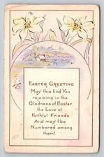 1916 Easter Greeting Postcard Lilies Farmhouse Whitney Made Worcester MA