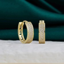 2Ct Round Cut White Moissanite Women's Hoop Earrings 14K Yellow Gold Plated