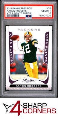 2011 PANINI PRESTIGE XTRA POINTS PURPLE #70 AARON RODGERS #/50 POP 1 PSA 10