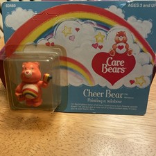 Vintage Care Cheer Bear Miniature Vinyl Figure Kenner 1982 On Card Painting