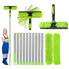 Microfiber Window Cleaner Kit 14FT Long Handle Squeegee for Glass Cleaning