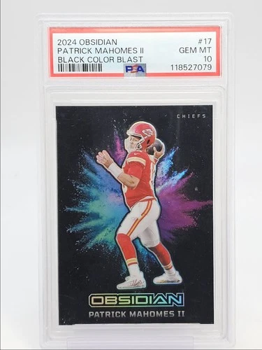 PATRICK MAHOMES II 2024 OBSIDIAN BLACK COLOR BLAST SSP CHIEFS PSA 10 Q1527