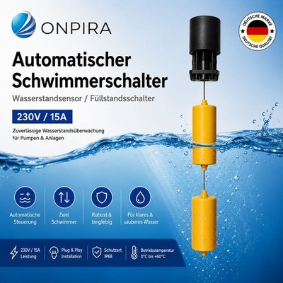 Automatischer Schwimmerschalter 230V / 7A Füllstandsschalter Wasserstandsensor