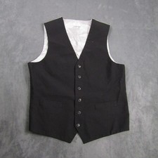 J.Ferrar Suit Vest Mens Medium Black Slim Fit Formal Waistcoat Wedding
