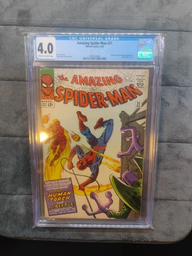 AMAZING SPIDER-MAN # 21 CGC 4.0 OFF WHITE-TO WHITE PAGES -HUMAN TORCH APP.