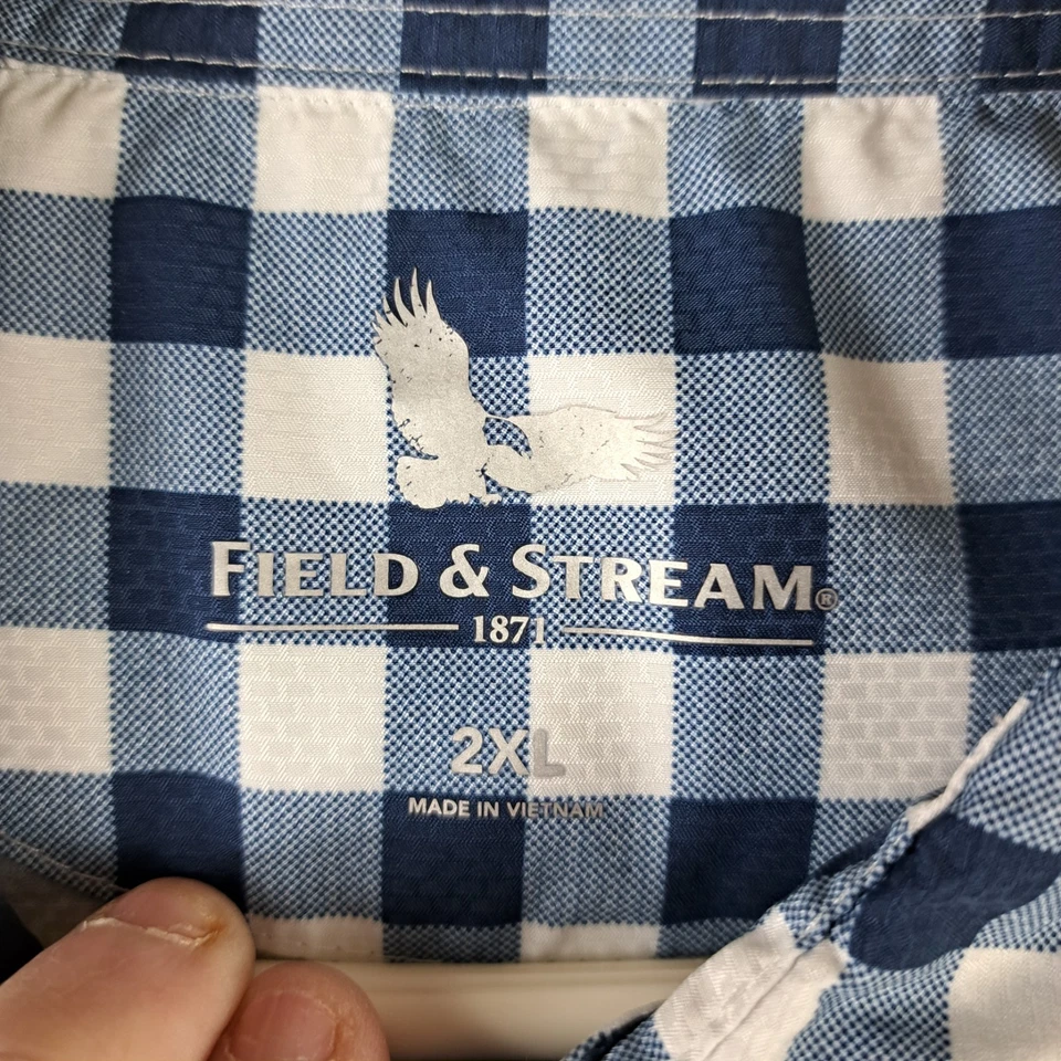 Camisa de pesca Field & Stream para hombre talla XXL 2XL ventilada a cuadros azules Foto 3 de 4
