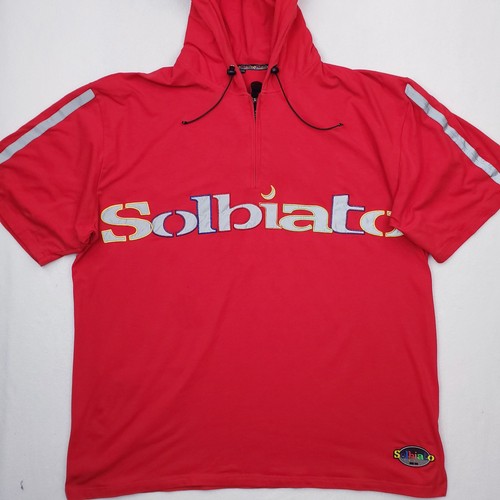 Solbiato Sport Hoodie Mens XXXL Red Quarter Zip Pullover Short Sleeve Streetwear - Picture 2 of 16
