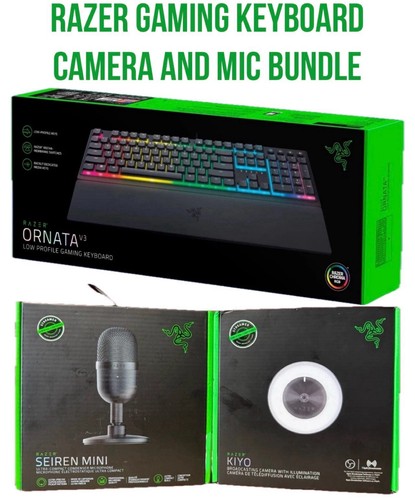Razer Seiren Condenser Microphone Kiyo Cam Gaming Keyboard Streamer Bundle Lot !