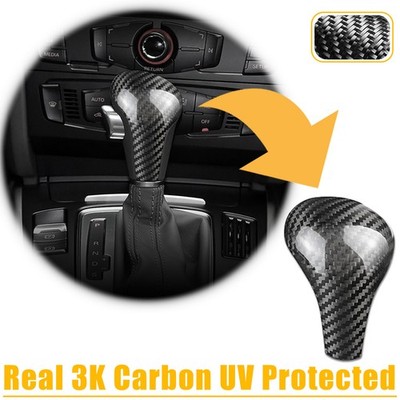 For Audi A4 B8 A5 A6 C6 Q5 Q7 Carbon Fiber Black Gear Shift Lever Knob Cap Cover