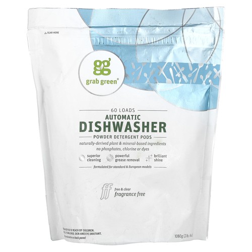 Automatic Dishwasher Powder Detergent Pods, Fragrance Free, 60 Loads, 2 lbs 6 oz