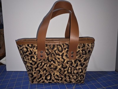  Velveteen Hand Bag with Rivet Accents, Faux Leather Straps, Women's Sm Handmade