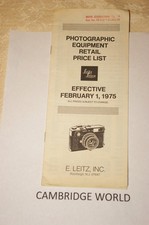 LEITZ LEICA RETAIL PRICE LIST of LEICA CAMERAS and ACCESSORIES FEBRUARY 1975