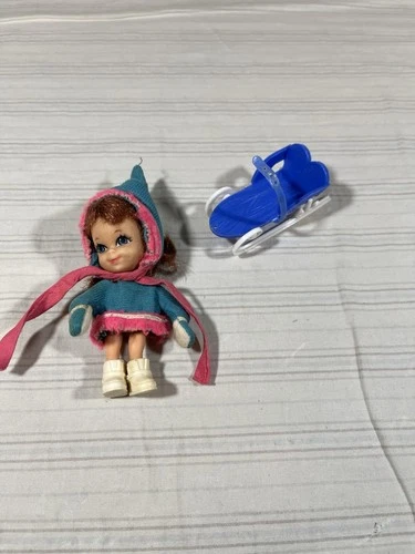 Vintage Liddle Kiddles Freezy Sliddle Doll Sled Sleigh Boots Mattel