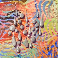 Perle Grigio Pittura Acrilica 20x20 cm Astratto Arte Moderna Quadro Acrilico su Tela