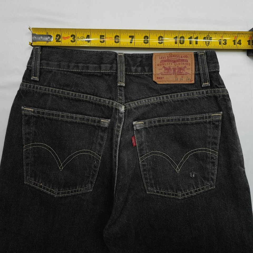 Levi's 569 Jeans Size 12 Regular Loose Straight 26x26.5 (Fit 25x26.5) Mild fray - Image 3 of 4
