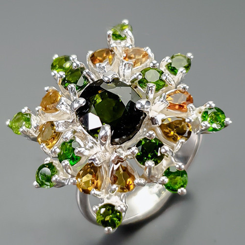 women gift Natural Tourmaline Ring 925 Sterling Silver Size 8 /R395771