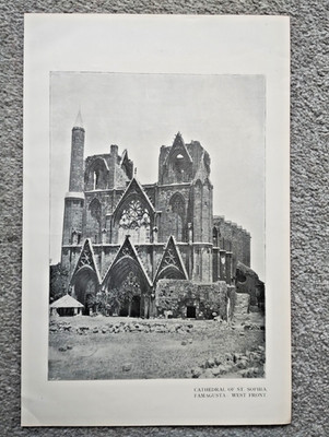 Westfront der Sophiendom, Famagusta - antiker Druck - 1899