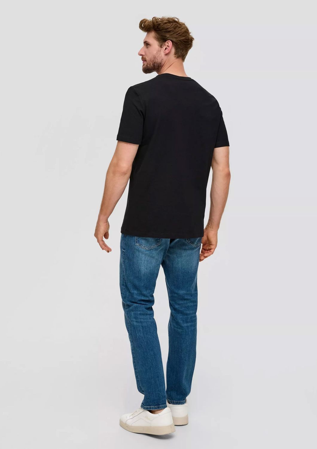 S.OLIVER Herren T-Shirt Baumwolle Rundhals kurzarm modern Logo Print 1 Stück