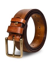 Thicken Full Grain Leather Mens Belt Heavy Duty Work Belt High Hardness Buckl...