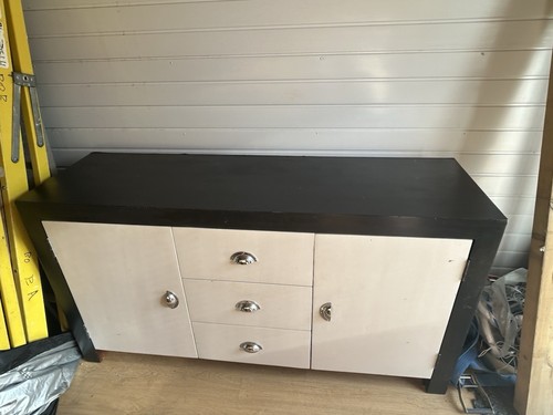 Black & White Wooden Sideboard Cabinet – 3 Drawers, 2 Cupboards –Collection Only - Picture 2 of 11