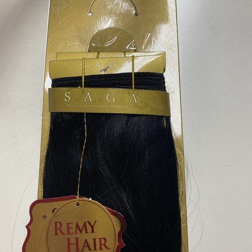 SAGA GOLD YAKY 14"_#1_100% HUMAN REMY HAIR WEAVE STRAIGHT EXTENSION - Picture 3 of 4