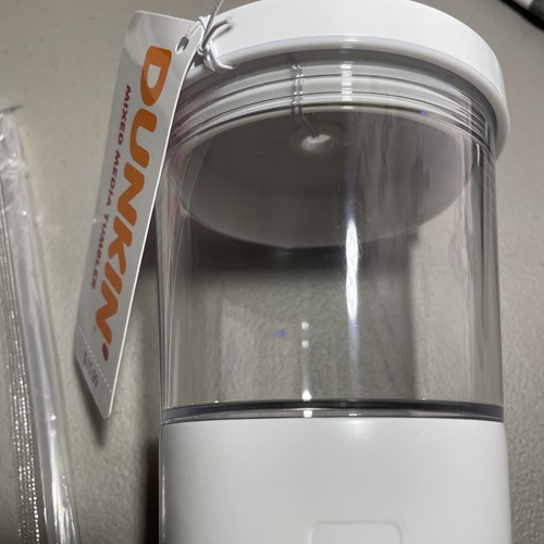 Bicchiere tecnica mista plastica bianca e trasparente Dunkin' 2024 con cannuccia 28 oz - Foto 3 di 7