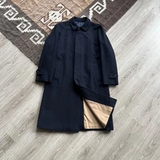 Vintage Andre Chemisier Bale Super Vigugna Pure New Wool Navy Overcoat Coat L