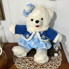 Dan Dee Snowflake Teddy Bear 2010 Girl White Plush 20" Blue Jacket Dress Bow New