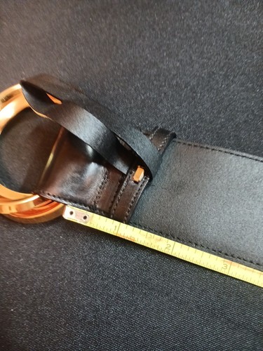 Salvatore Ferragamo Cinturón Mujer 3 Anillos Cuero Con Hebilla Dorada Cuero NEGRO - Imagen 16 de 17