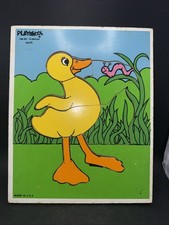 Vintage Playskool Duck Wooden Tray Puzzle 186-05 6 Piece Made In USA