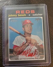 2020 Topps Heritage Real One Autograph Auto Red Ink Johnny Bench Reds /71