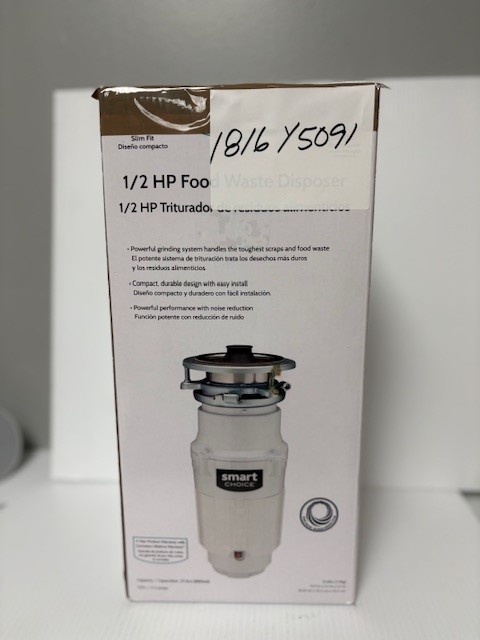Smart Choice SC05DISPC1 1/2 HP Food Waste Disposer 2600 RPM, White - NEW