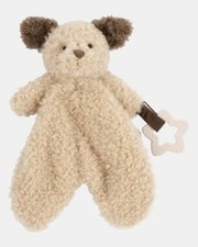Carters Tan Brown Puppy Dog Flat Security Blanket Plush Baby Paci Holder Teether