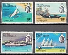 BRITISH INDIAN OCEAN TERRITORY:1969 SC#35-38 MNH Canoe, Ship, Yacht, AP3756