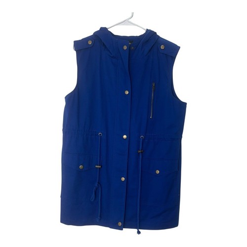 Zenana Outfitters gilet utility donna blu royal con cappuccio taglia L coulisse/tasche - Foto 11 di 13