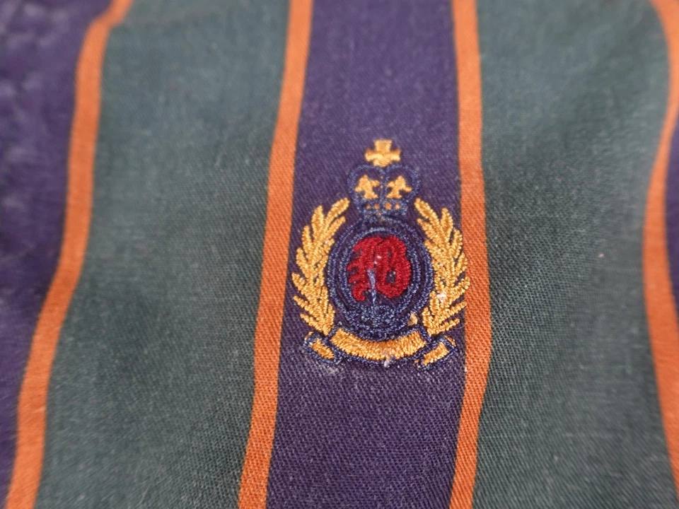 Camisa De Colección Bugle Boy Company Para Hombres 2XL Verde Rayas Preppy Escudo Universitario Años 90 Foto 3 de 4