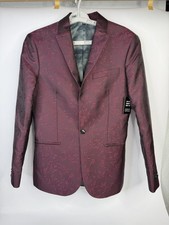 Express Men s XS Slim Burgundy Floral Jacquard Blazer Sport Coat NWT MSRP 228